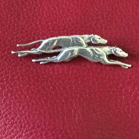 Jewelry - Vintage Sterling Racing Greyhounds Pin FIRM!